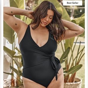 One Piece black wrap swimsuit